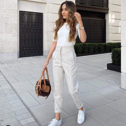 Damenhose - Elegant - Hohe Taille, atmungsactivees Material - Perfekt für legere und formelle Anlässe