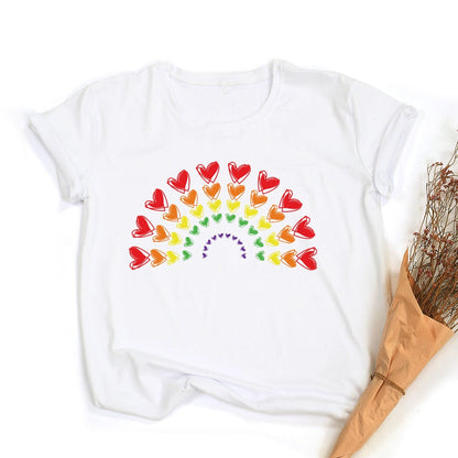 Frieden Liebe Gleichheit Regenbogen Grafik T-Shirt | LGBT Stolz Retro Sommer Top