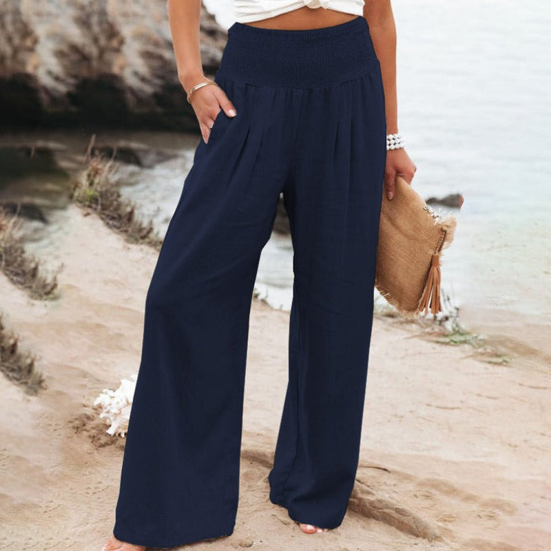 Hose mit weitem Bein und hoher Taille