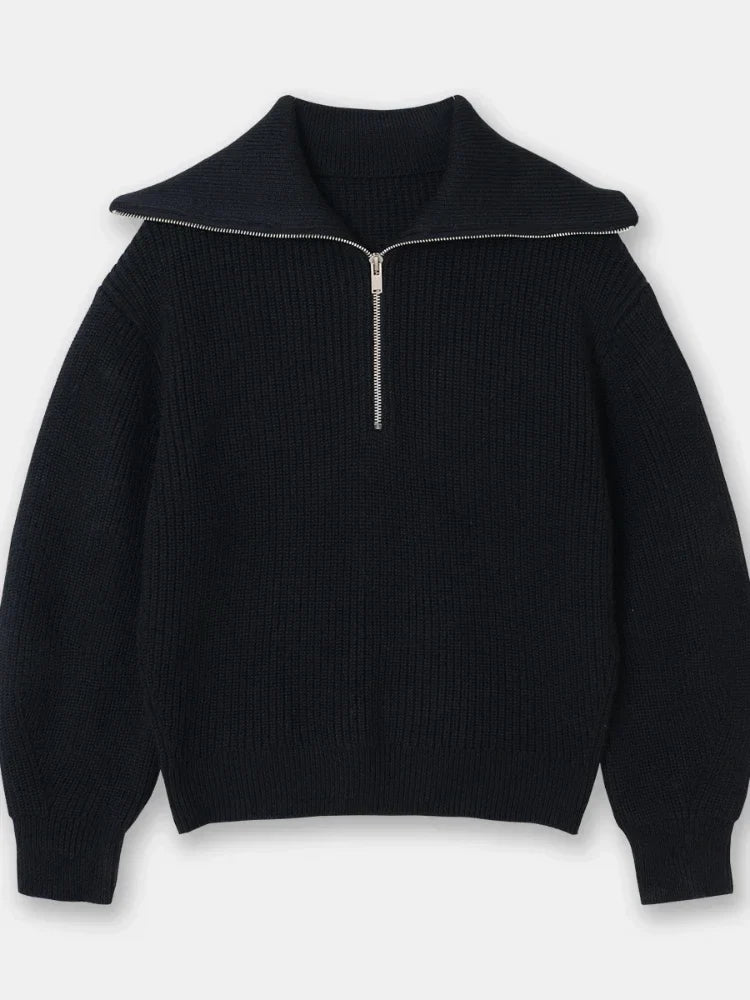 Madeleine - Rollkragenpullover mit gestreiftem Revers