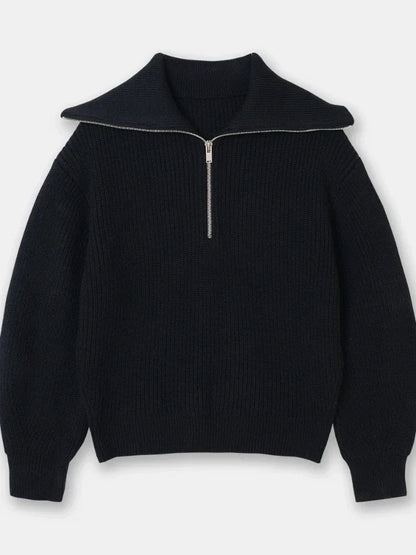Madeleine - Rollkragenpullover mit gestreiftem Revers