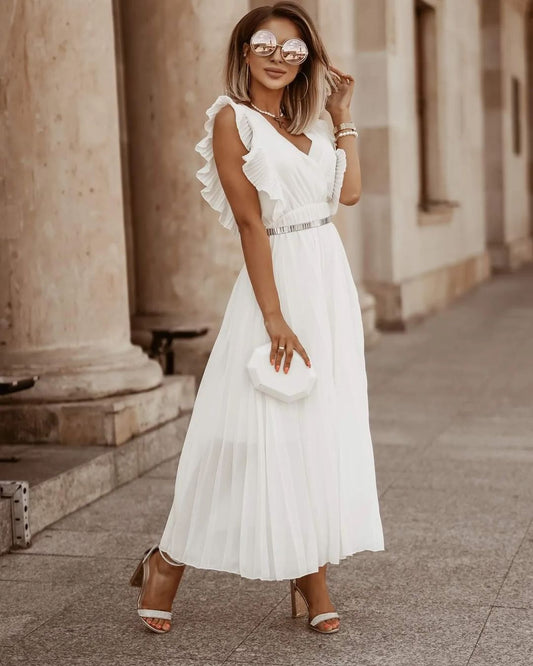 Sofia | Weißes Maxikleid mit Falten