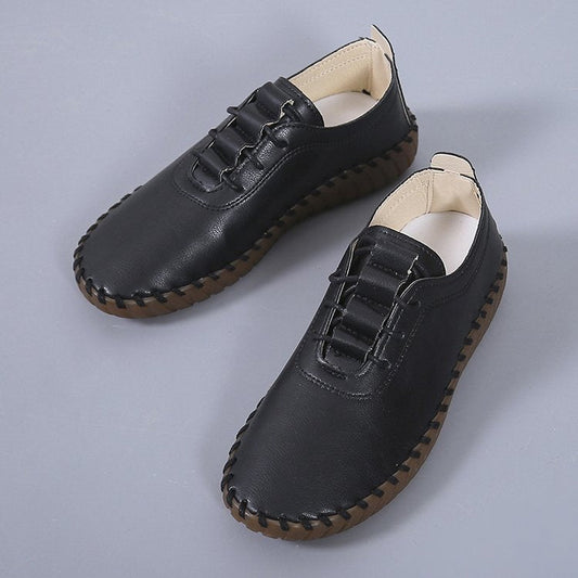 Damen weiches Leder hohle Schnürschuhe flach