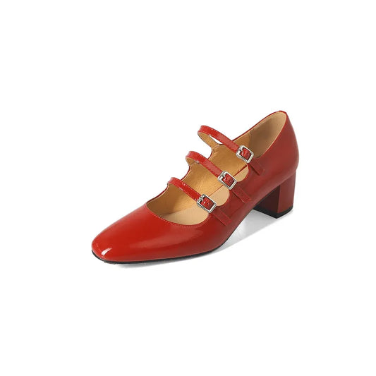 Echtes Leder High Heels mit dünner Schnalle