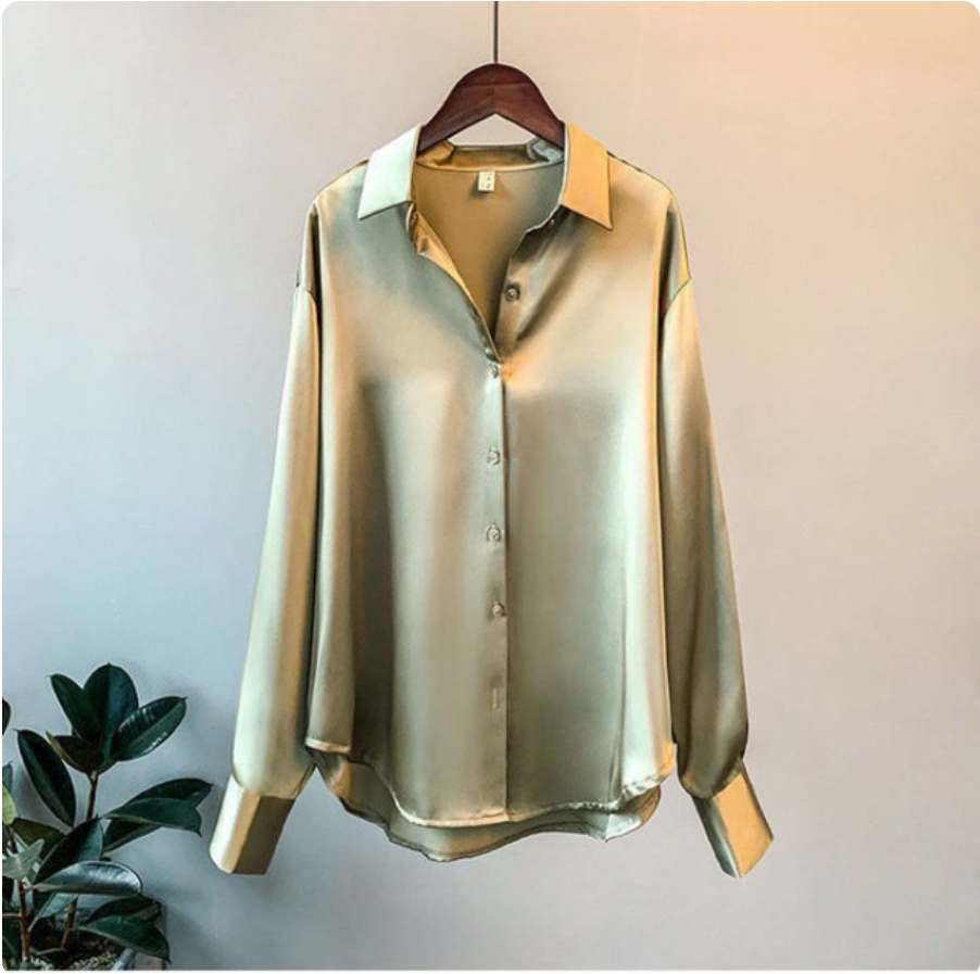 Elegante lockere Satinbluse für Frauen