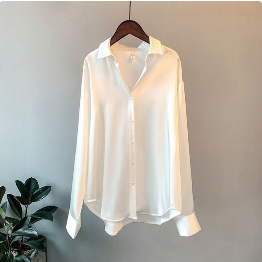 Elegante lockere Satinbluse für Frauen