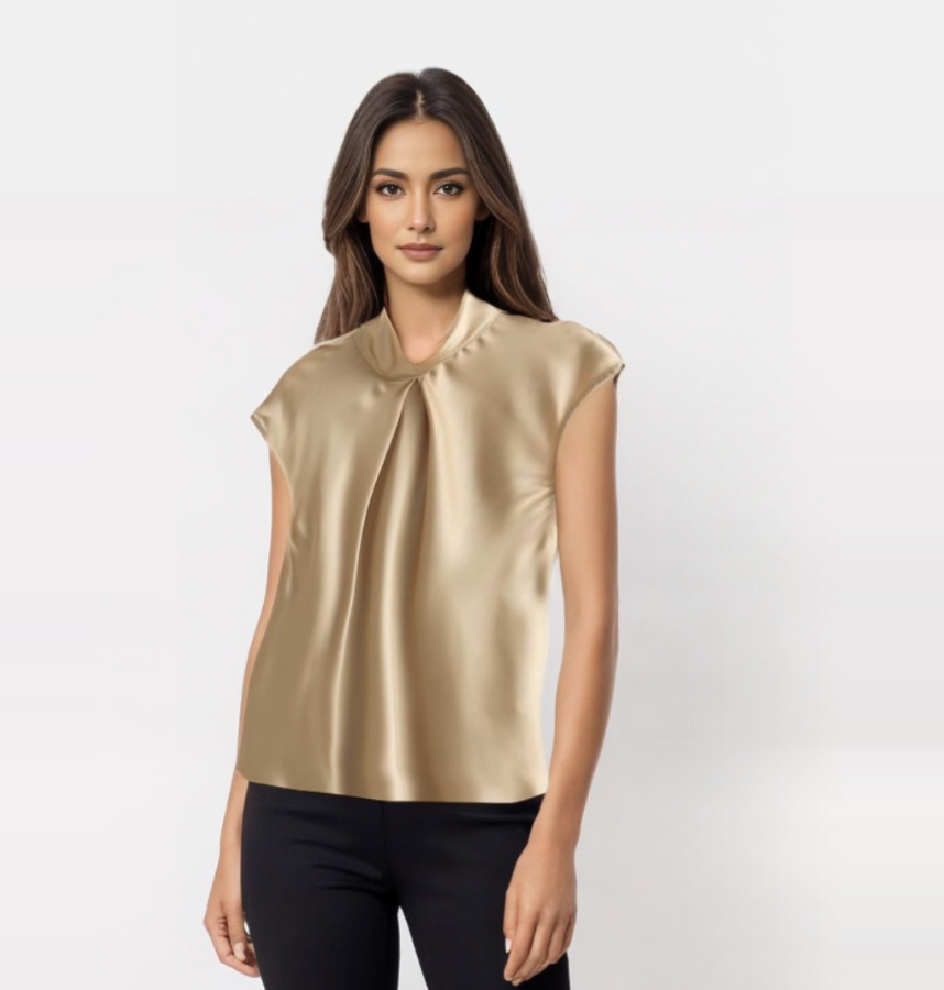 Ryza | Elegante ärmellose Satinbluse
