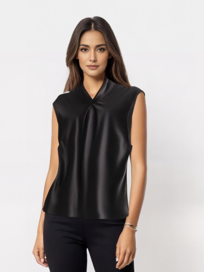 Ryza | Elegante ärmellose Satinbluse