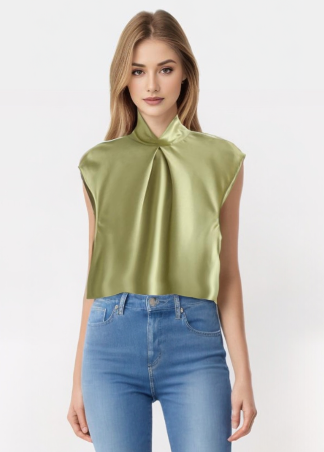 Ryza | Elegante ärmellose Satinbluse