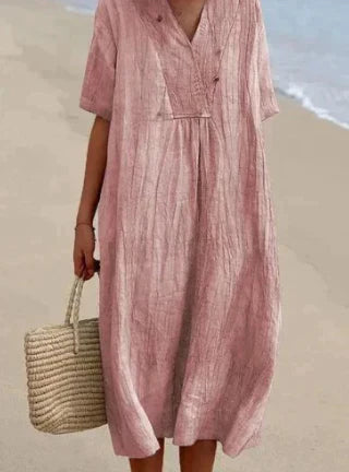 Amanda | Leinenkleid mit kurzen Ärmeln