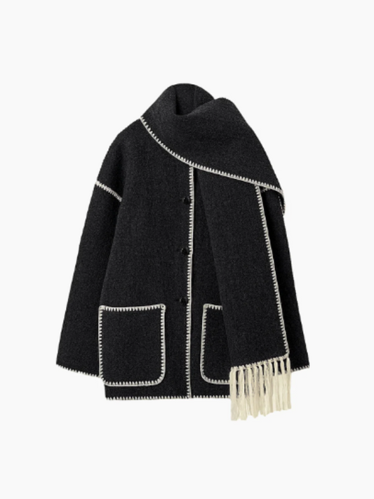 Natasha - warmer Mantel mit Quastenschal