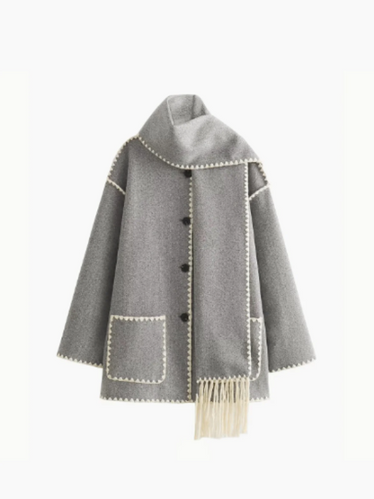 Natasha - warmer Mantel mit Quastenschal