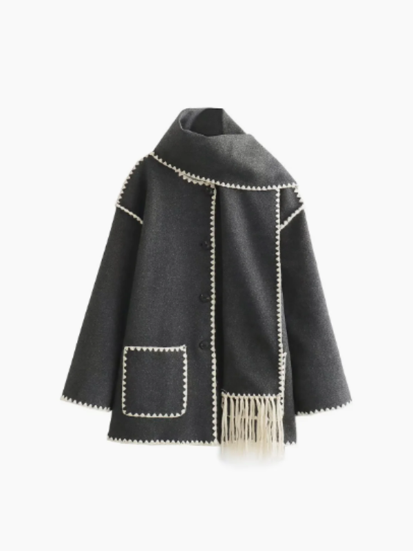 Natasha - warmer Mantel mit Quastenschal
