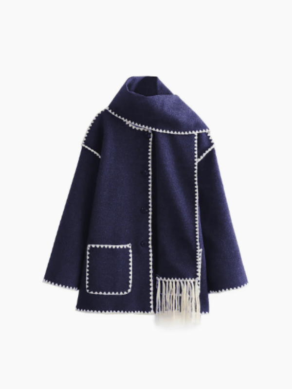 Natasha - warmer Mantel mit Quastenschal