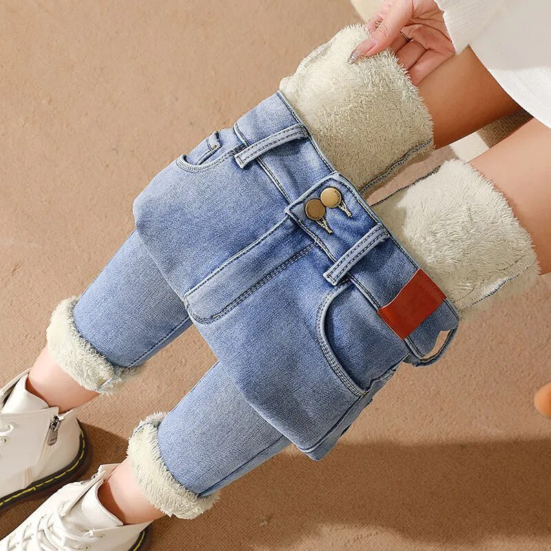 Warme Jeans mittlere Größe für Frauen Jike