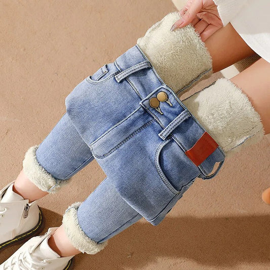 Warme Jeans mittlere Größe für Frauen Jike
