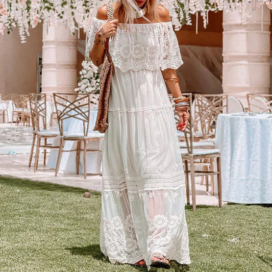 Belle -Boho-Kleid aus bestickter Spitze