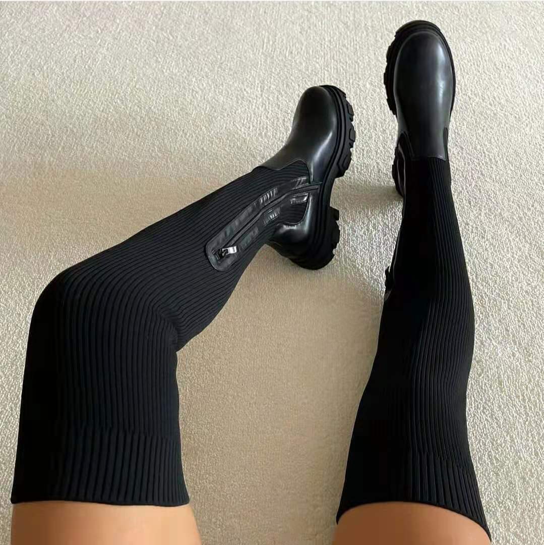 Zara - Trendige Overknee-Stiefel mit Socken für Frauen