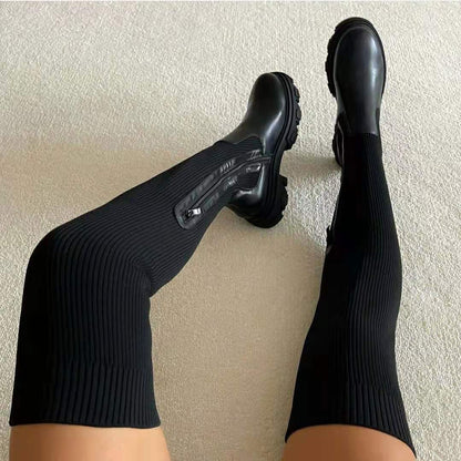 Zara - Trendige Overknee-Stiefel mit Socken für Frauen