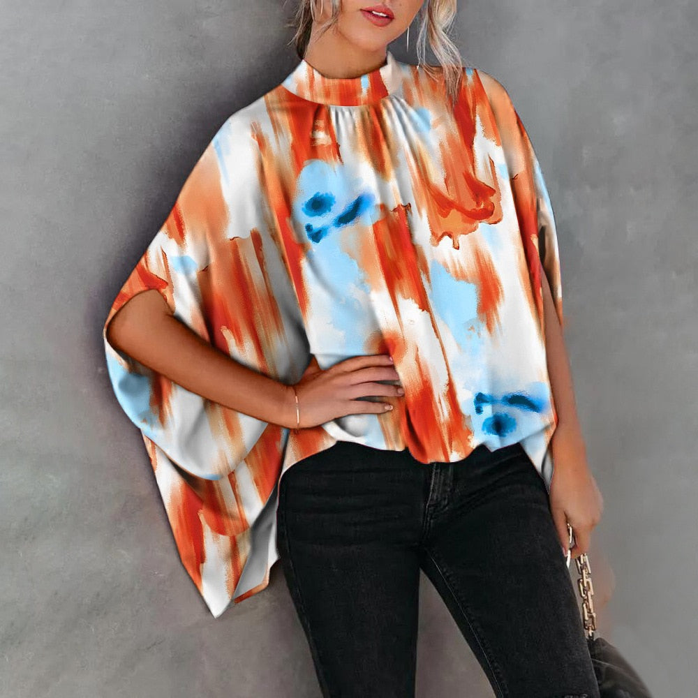 Elegante, locker sitzende Bluse mit Fledermausärmeln für den Sommer | Casual Fashion Streetwear Top