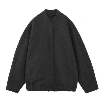 Oversized Jacken | Damen Langarm Top Coats: Versteckte Knöpfe, Rundhals