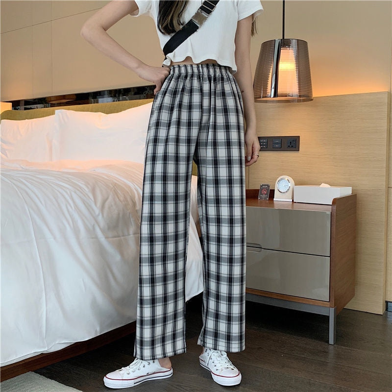 Paola-Hose - Karierte Damenhose mit hohem Bund für einen trendigen und lässigen Look