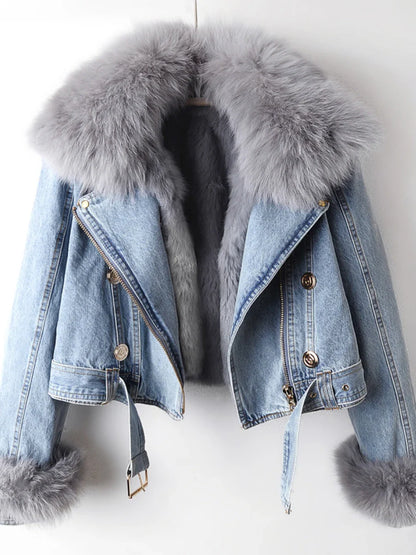 Emma - Jeansjacke mit Pelzkragen