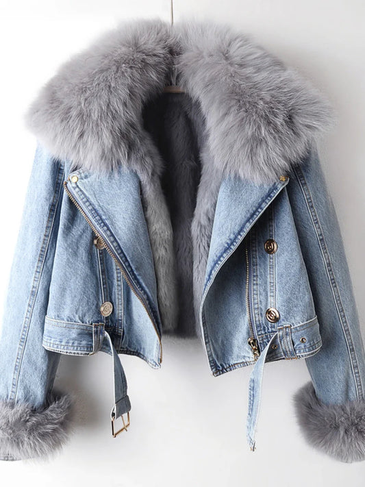 Emma - Jeansjacke mit Pelzkragen