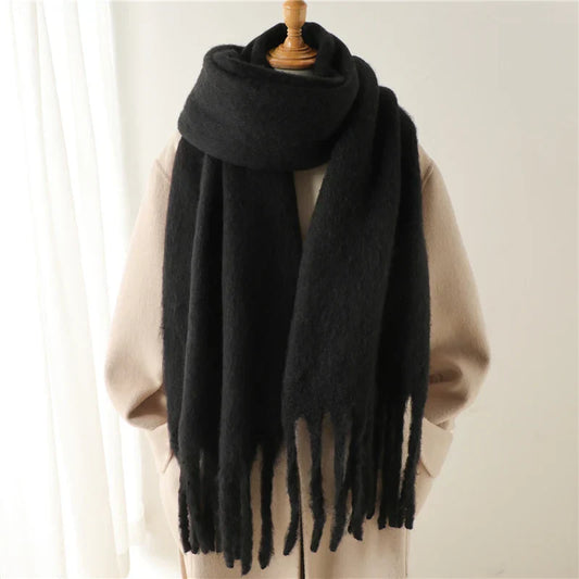 Velucci | Kaschmir Warmer Winterschal mit großen Quasten