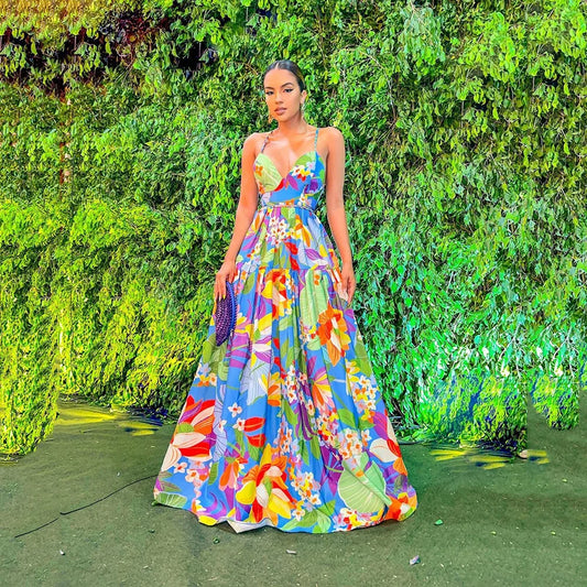Christina - Rückenfreies Sommerkleid mit Urlaubsdruck
