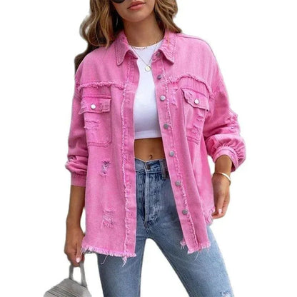 Lässige Denimjacke in Übergröße für Frauen