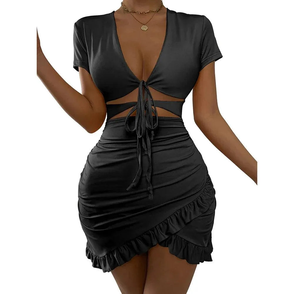 Sexy Kleid mit tiefem V-Ausschnitt