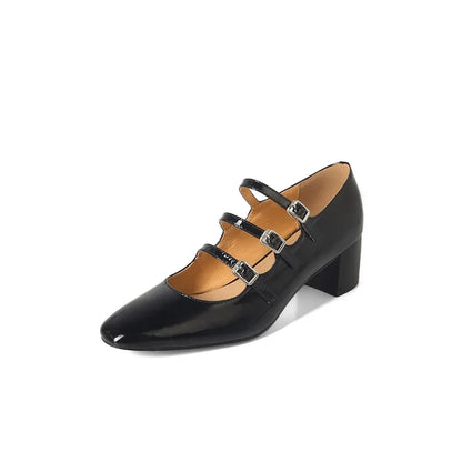 Echtes Leder High Heels mit dünner Schnalle