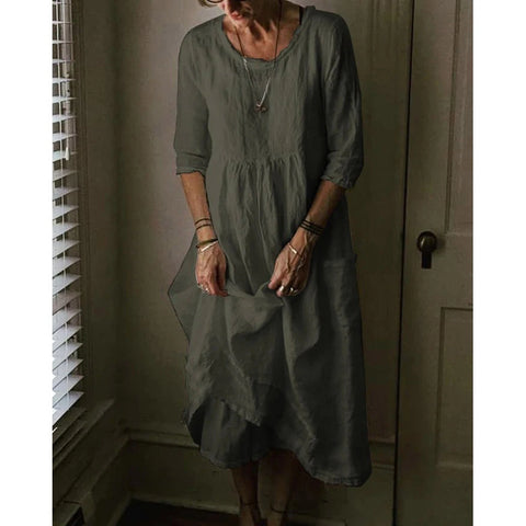Sommer-Midikleid mit halben Ärmeln und raffiniertem Stil
