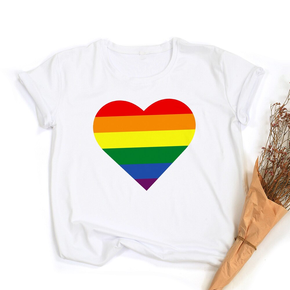 Frieden Liebe Gleichheit Regenbogen Grafik T-Shirt | LGBT Stolz Retro Sommer Top