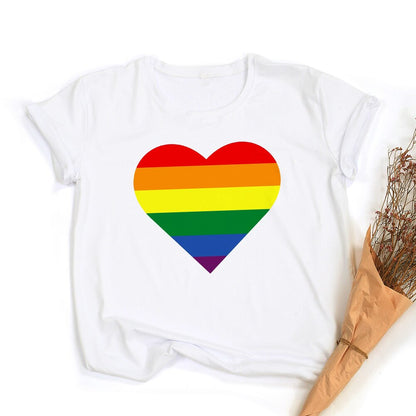 Frieden Liebe Gleichheit Regenbogen Grafik T-Shirt | LGBT Stolz Retro Sommer Top
