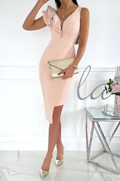 Chloe - Damenkleid mit gerüschtem V-Ausschnitt