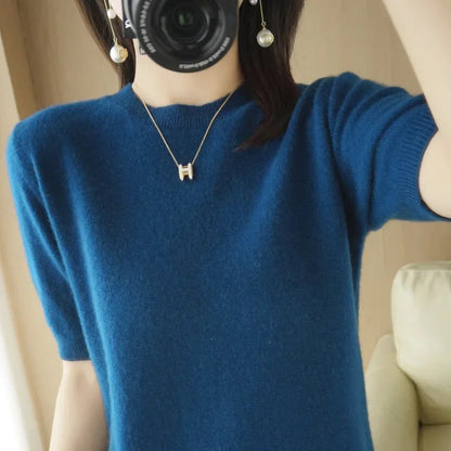 Adele - Strickpullover mit kurzen Ärmeln und Rundhalsausschnitt