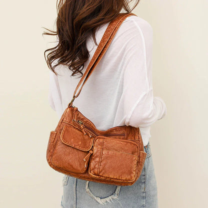 Selma™ | Umhängetasche aus Vintage-Leder mit mehreren Taschen