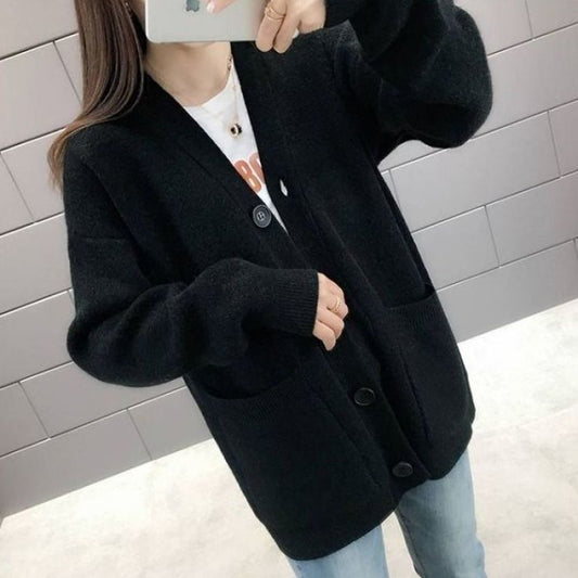 Strickjacke mit V-Ausschnitt