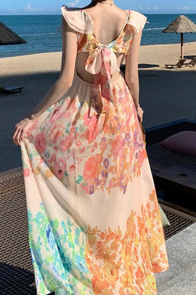 Seraphina | Ruffle Sleeve Langes Kleid Sommer