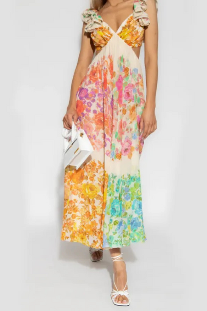 Seraphina | Ruffle Sleeve Langes Kleid Sommer