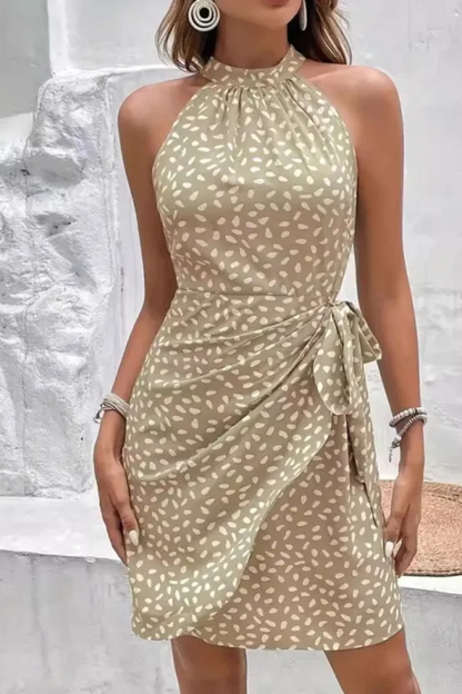 Serelina | Sommer Dots Neckholder bedrucktes Kleid