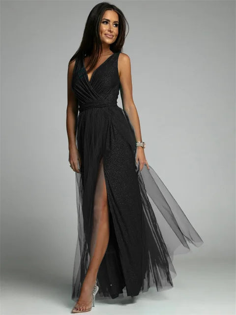 -Abendkleid mit elegantem Design und V-Ausschnitt