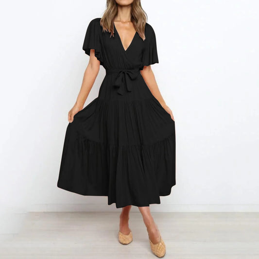 Maxikleid mit tiefem V-Ausschnitt