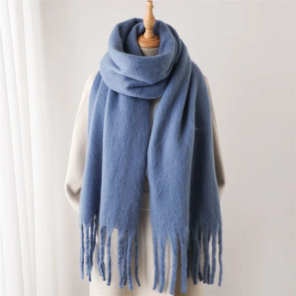 Velucci | Kaschmir Warmer Winterschal mit großen Quasten