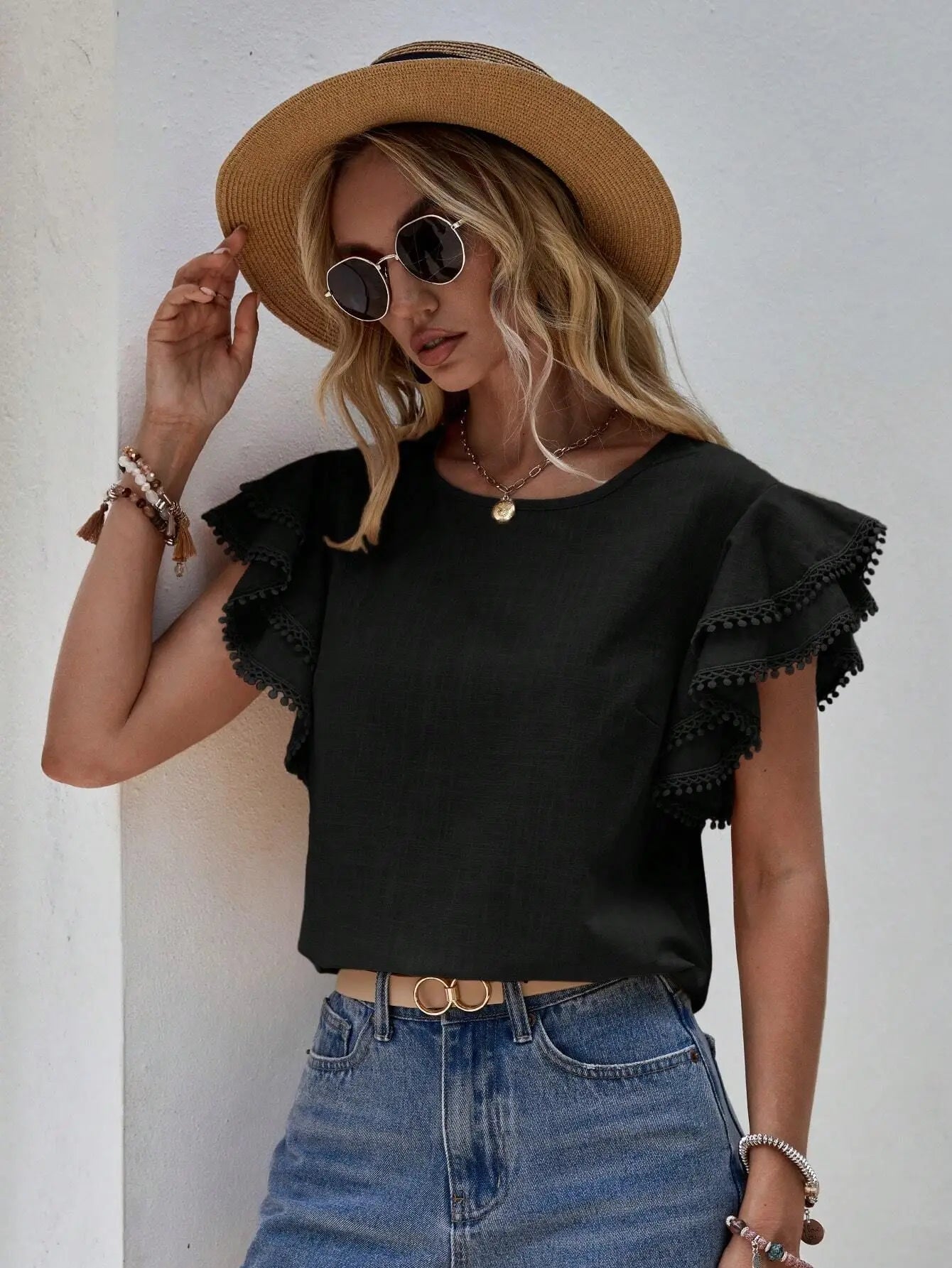 Camillia - Feminine Bluse mit gerafften Ärmeln