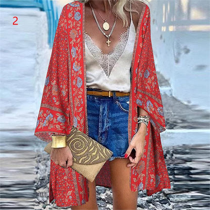 Bohemian Floral Bluse Lässig Lose Strand