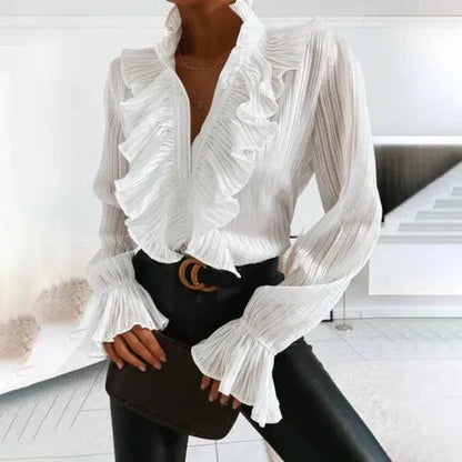 Hannie - Bluse mit Rüschen und langen Ärmeln