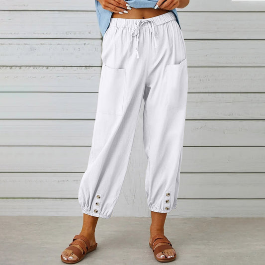 Elda-Hose - Caprihose aus Leinen für Damen für lässigen Komfort im lockeren Stil